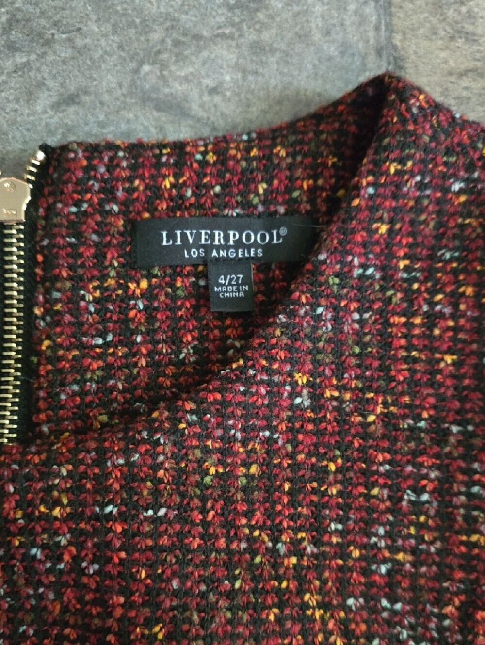 Liverpool Burgundy Tweed Mini Shift Dress - Picture 9 of 13